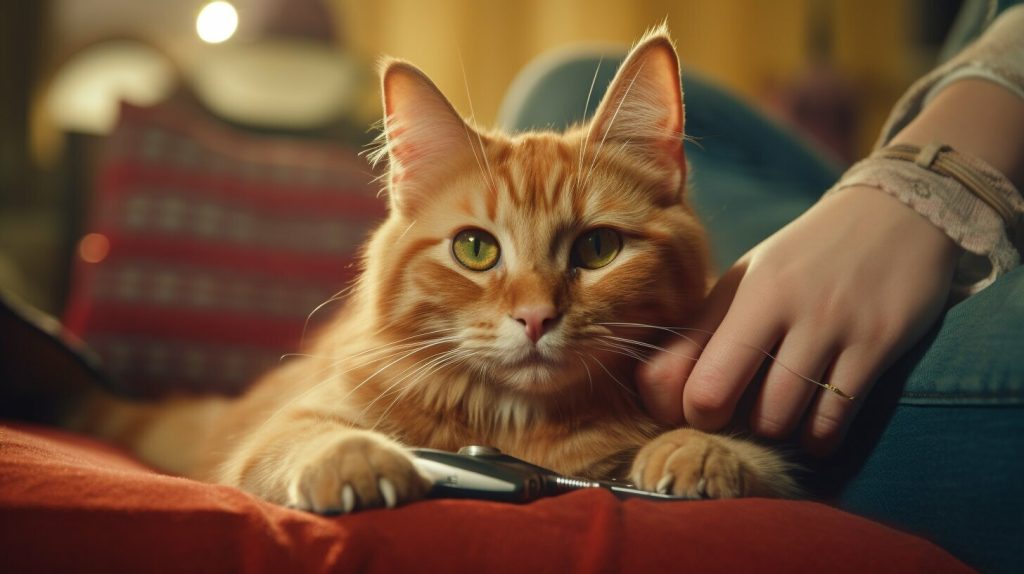 Cat getting nails trimmed