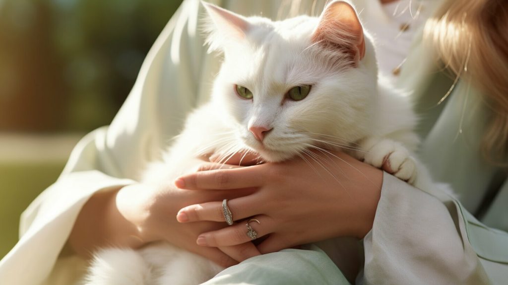 cat being held for nail clipping